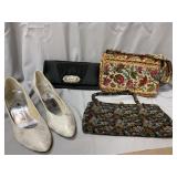 Vintage tapestry purse, evening purse and a pair