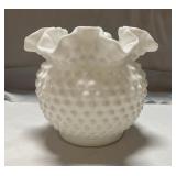 Vintage Fenton (?) hobnail milk glass ruffle