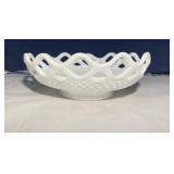 Vintage milk glass lace top bowl