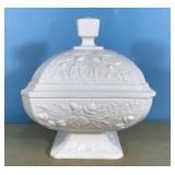 Vintage Jeanette Pink Milk Glass Oak Leaf Acorn