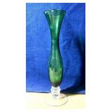 Vintage emerald green art glass vase