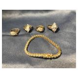 4-Rings & Bracelet 925 Silver 23.18 grams total