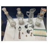 Vintage barware-decanters, stoppers, more