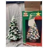 WORKS! Vintage ceramic Christmas Tree w/ box