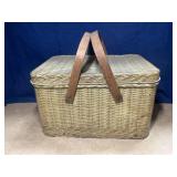 Mid Century Modern metal wicker-look picnic basket