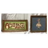 Antique & vintage embroidered framed art-13x7 &