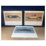 Mid Century Modern antique car lithos-2 framed