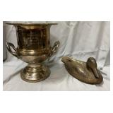 Syroco duck and Leonard silver plate 10" tall ice