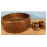 Vintage Genuine Teak Wood salad bowl & wood carved