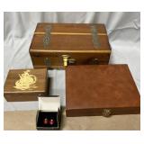 Vintage wood boxes (big one has key), travel