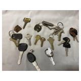 Various keys and Madrid keychain, and miniature