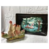 Mid century modern metal painted serving tray