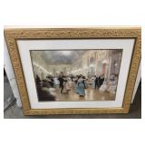 Gorgeous framed & matted Victorian dance hall