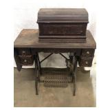 Antique White sewing machine with top