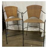 (2) Woven Seat Barstools, 38 in.