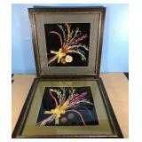 (2) 15.5x 15.5" Shadow box with Colorful Flowers