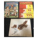 Vintage childrens books & Lassie Print