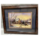 Framed & matted Caroselli print-Cowboy Christmas