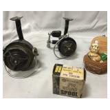 2 fishing reels, cute 1995 fishing basket ornament