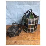 Stained glass hanging lamp, 11 inches tall
