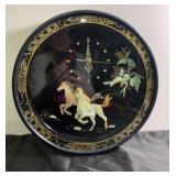 Vintage 3-dimensional carved stone horse clock-