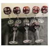 Vintage bohemian ruby red etched goblets-9" tall