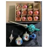 RARE antique glass Christmas ornaments & topper