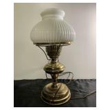 Vintage brass & milkglass electric lantern-18"