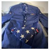Air Force uniform coat w/ pins & folded flag