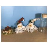 Santa Ornaments, 9" Glass Bottle & 4x5" Tiny