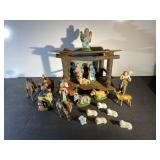 Vintage Christmas nativity manger & figurines