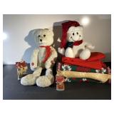 Four Christmas table runners, two singing stuffed