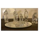 Antique Glass Nativity set- Tallest is 4"