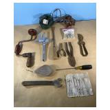 Vintage & antique tools incl wood knob hand drill