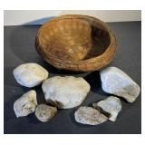Vintage rocks & geodes & basket