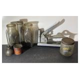 Vintage Stapler, Jars of Nails & Screws, and hole