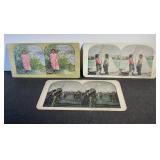 3 Antique Indian Stereographs