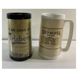 Vintage Olympia Beer & Carlberg Beer thermomugs