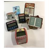 Vintage handheld electronic games & deck of cards