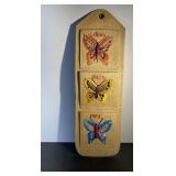 Vintage woven straw butterfly mail/bill holder