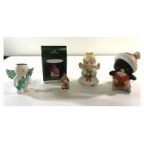 Hallmark ornaments and numbered snow angel