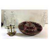 Vintage hanging salt & pepper, pressed glass cruet