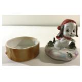 Vintage Lefton puppy trinket box-4" tall