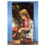 Vintage "Young Girl" by Makic litho print on board