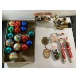 Vintage ornaments, candles and holder and more