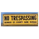 Vintage metal NO TRESPASSING on wood & mousetraps
