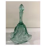Vintage Fenton (?)Aqua Blue Bell W/ Glass Clangor