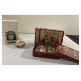 Hallmark ornament and 2 sealed Christmas playing
