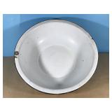 Vintage Enamelware Bowl with Blue trim-14" across