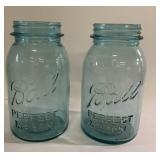 Vintage Blue Ball Mason Jars-marked 12 & 10